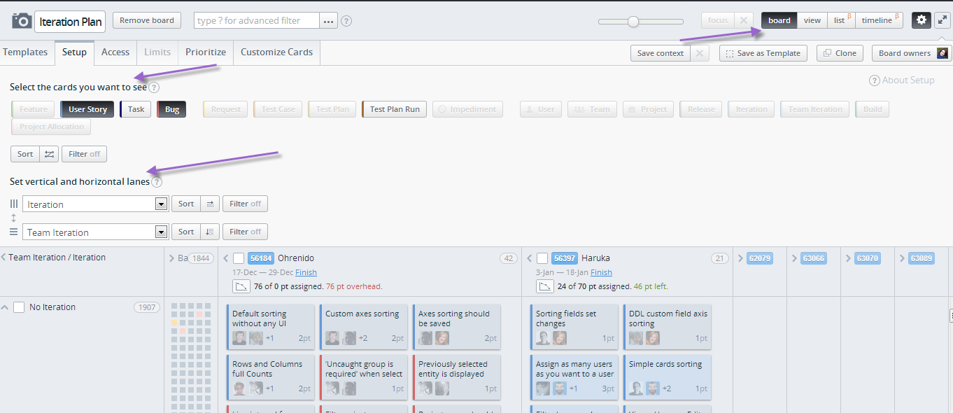 board type switcher in Targetprocess 3