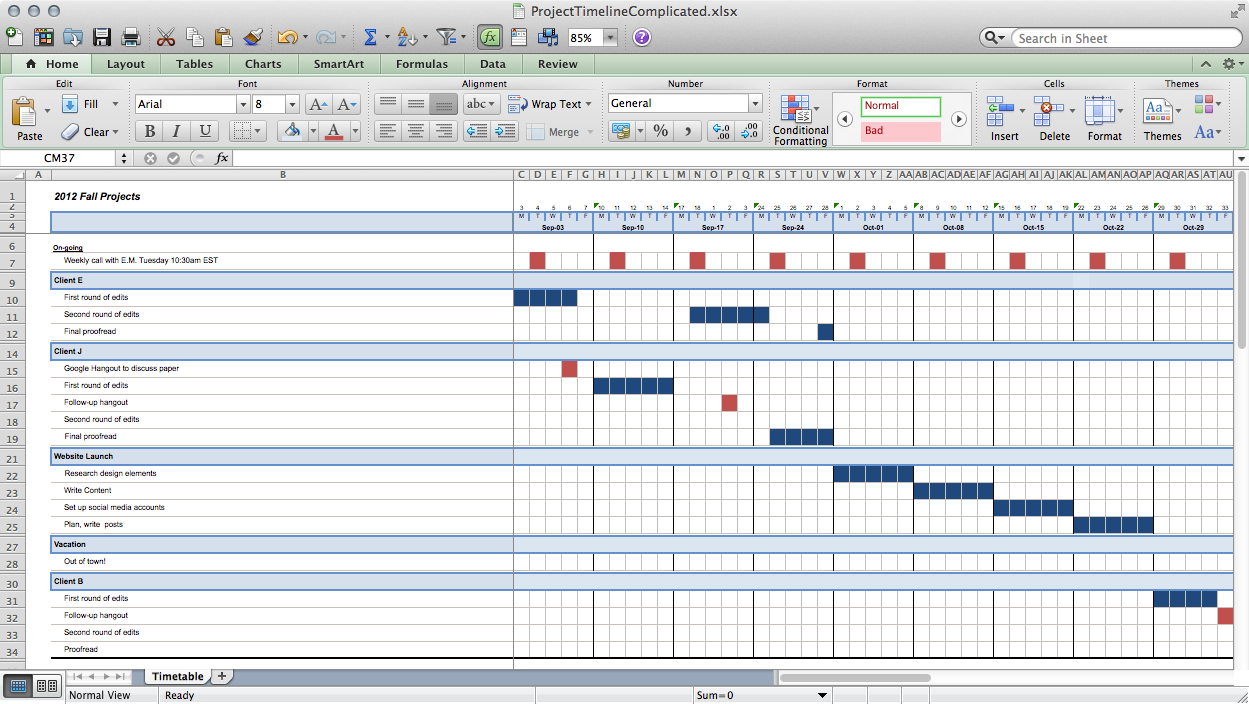 Multiple Project Timeline Template Excel