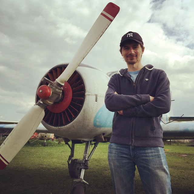 Michael after a flight over the city where Targetprocess is based as his birthday present from the team