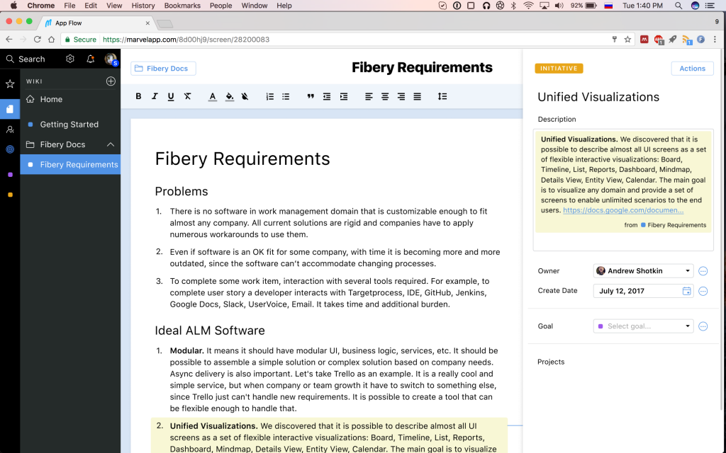 Fibery Wiki app