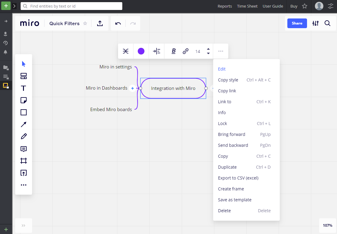 Integration with Miro Targetprocess Enterprise Agility Solution