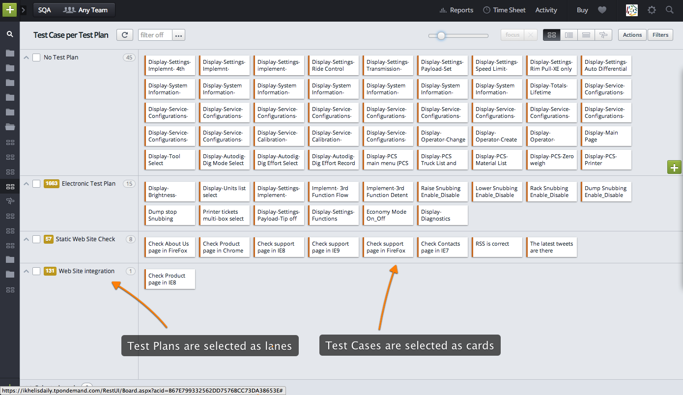 test cases and test plans creation targetprocess visual plan test