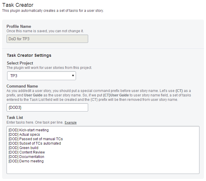how to prepopulate a work item with tasks based on a template tasks template